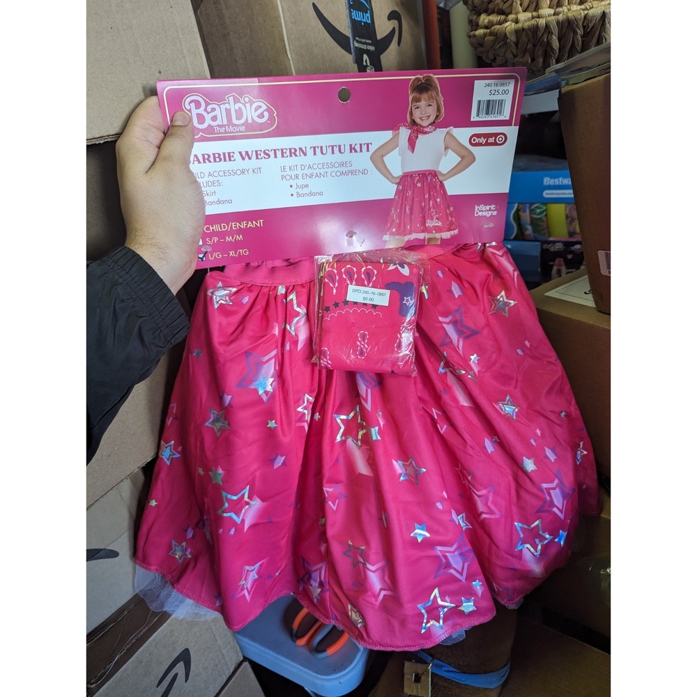 NEW Barbie Movie Western Tutu Halloween Costume Girls‎ Large Skirt Bandana